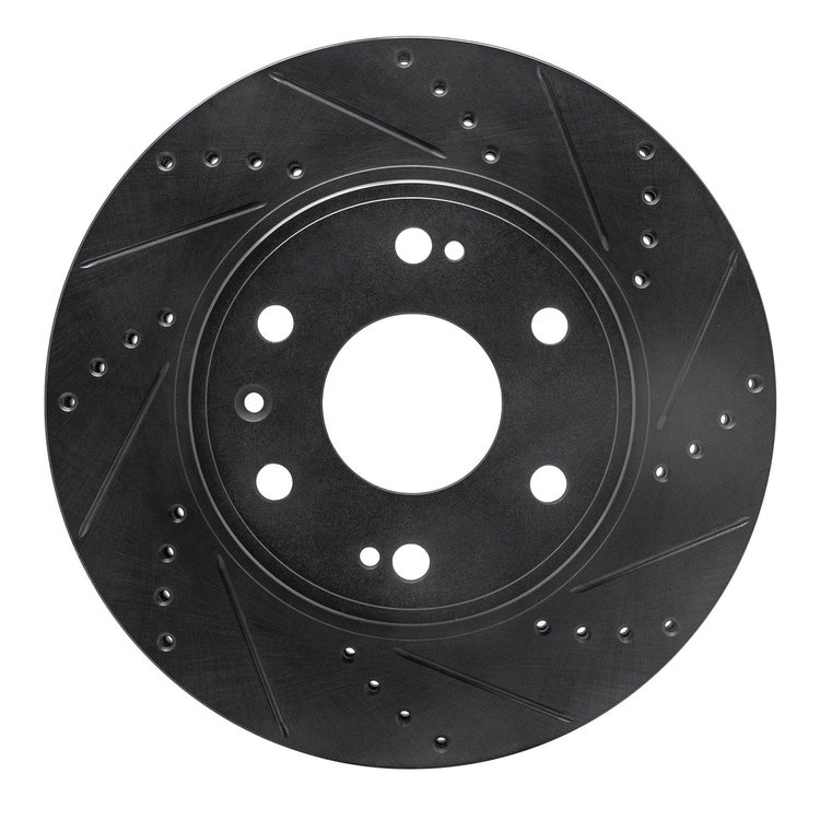 E-Line Drilled & Slotted Black Brake Rotor, 2009-2020 GM, Position: Front Right