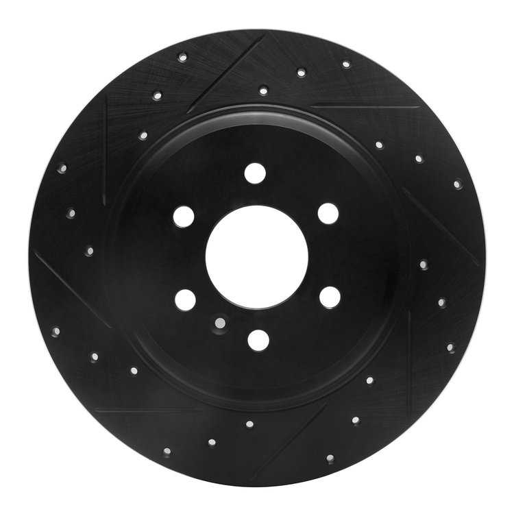 E-Line Drilled & Slotted Black Brake Rotor, 2011-2015 VPG, Position: Rear Left