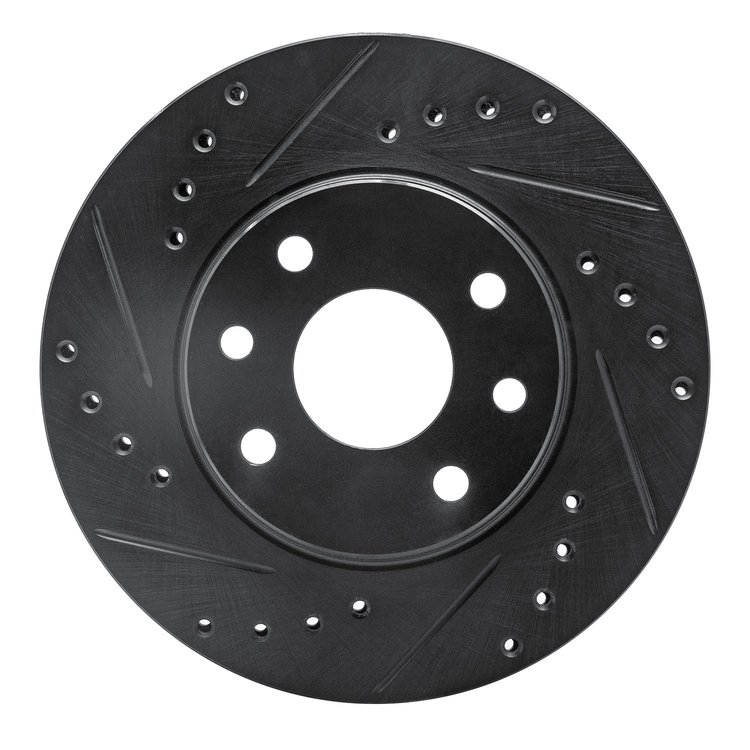 E-Line Drilled & Slotted Black Brake Rotor, 1989-1993 Fits Multiple Makes/Models, Position: Front Left