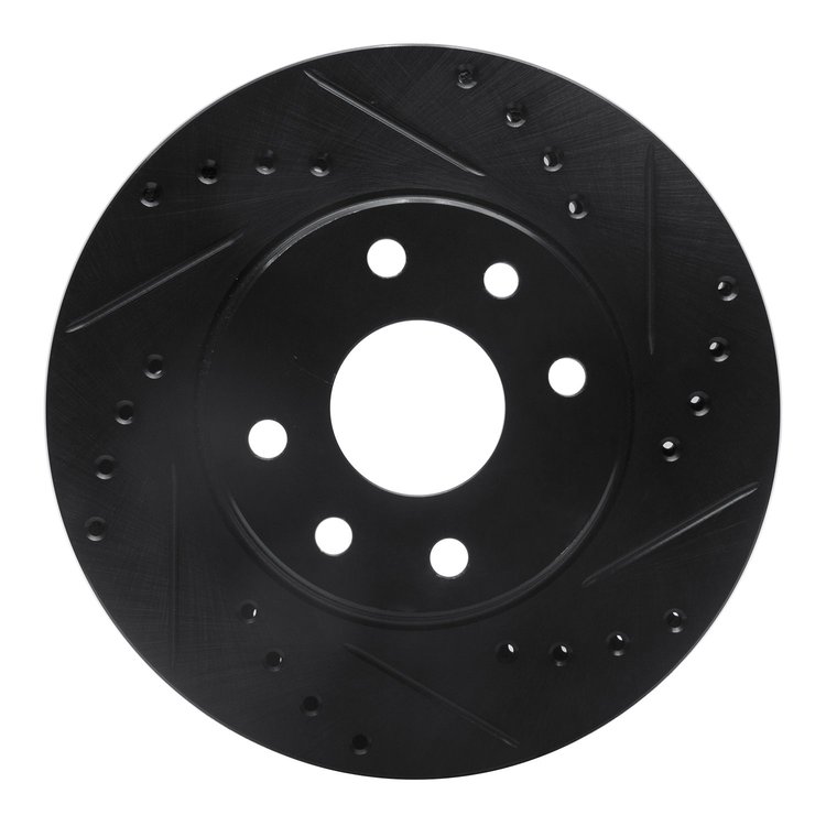 E-Line Drilled & Slotted Black Brake Rotor, 1989-1993 Fits Multiple Makes/Models, Position: Front Right