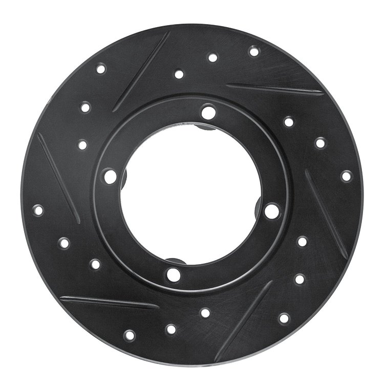 E-Line Drilled & Slotted Black Brake Rotor, 1985-1994 GM, Position: Front Left