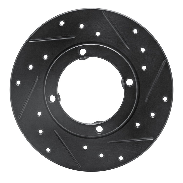 E-Line Drilled & Slotted Black Brake Rotor, 1985-1994 GM, Position: Front Right