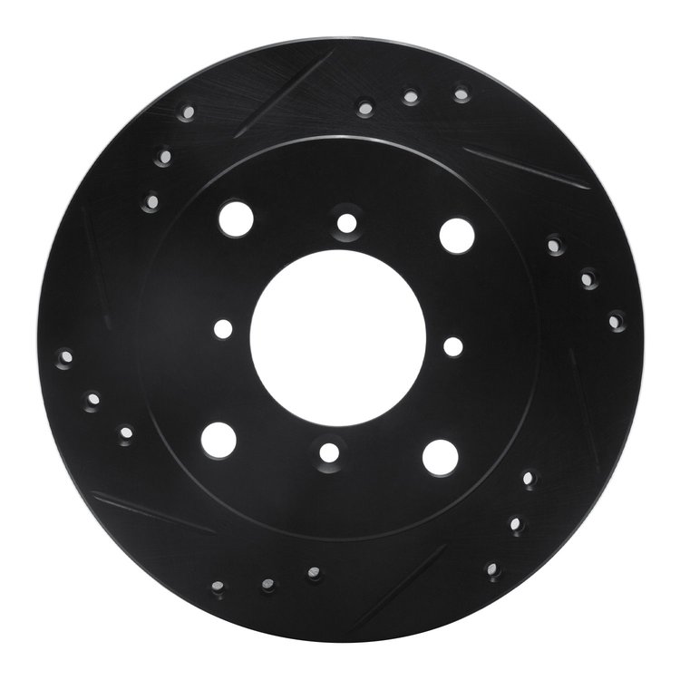 E-Line Drilled & Slotted Black Brake Rotor, 1989-2001 GM, Position: Front Left