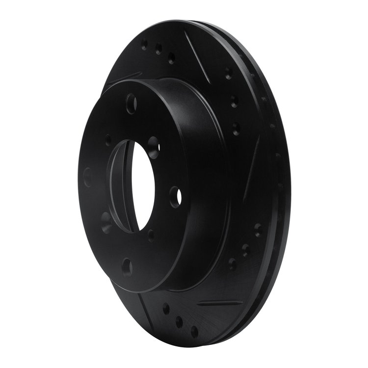 E-Line Drilled & Slotted Black Brake Rotor, 1989-2001 GM, Position: Front Right