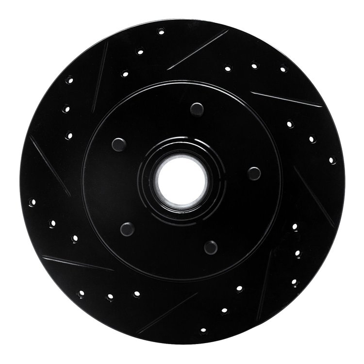 E-Line Drilled & Slotted Black Brake Rotor, 1991-1996 GM, Position: Front Left