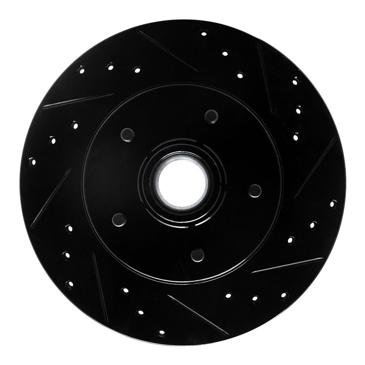 E-Line Drilled & Slotted Black Brake Rotor, 1991-1996 GM, Position: Front Right