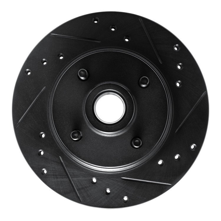E-Line Drilled & Slotted Black Brake Rotor, 1976-1980 GM, Position: Front Right