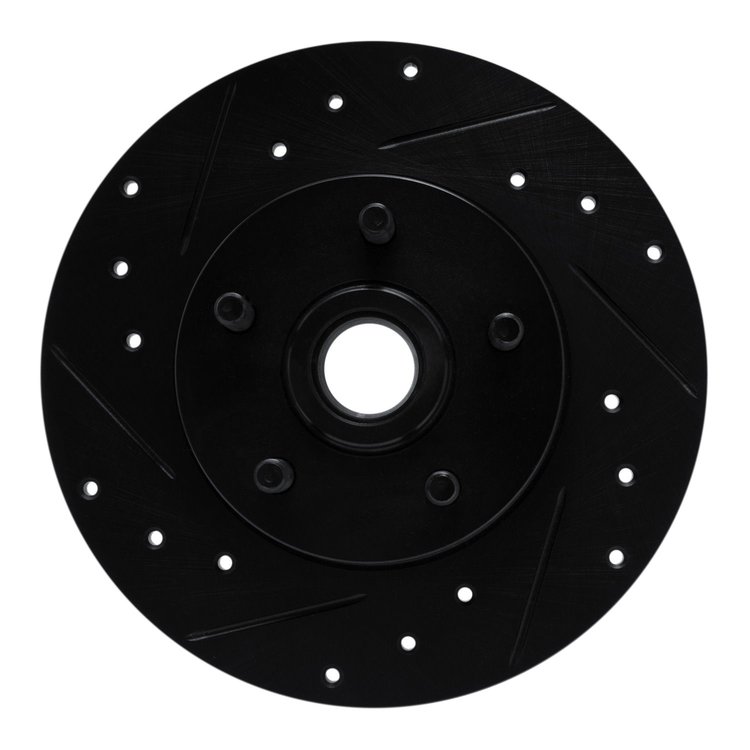 E-Line Drilled & Slotted Black Brake Rotor, 1984-1987 GM, Position: Front Left