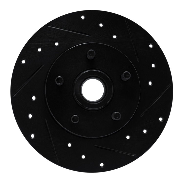E-Line Drilled & Slotted Black Brake Rotor, 1984-1987 GM, Position: Front Right