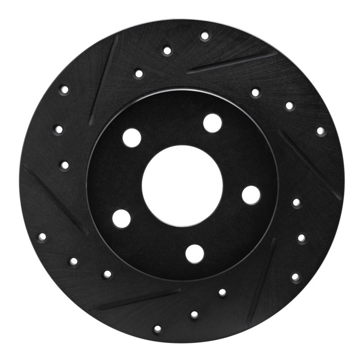 E-Line Drilled & Slotted Black Brake Rotor, 1984-1987 GM, Position: Rear Left