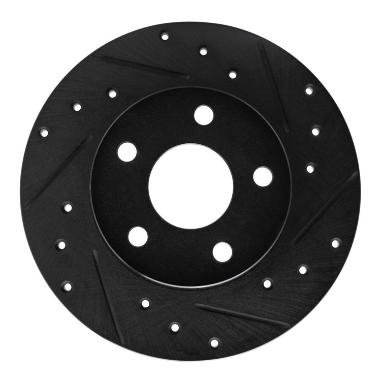 E-Line Drilled & Slotted Black Brake Rotor, 1984-1987 GM, Position: Rear Right