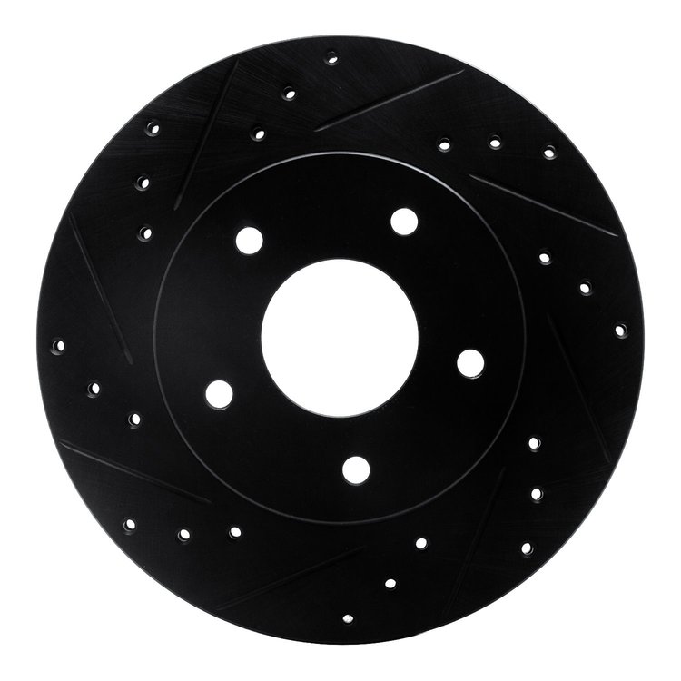 E-Line Drilled & Slotted Black Brake Rotor, 1978-1981 GM, Position: Rear Left