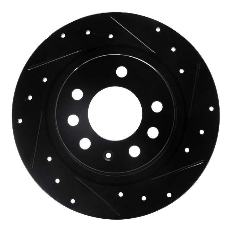 E-Line Drilled & Slotted Black Brake Rotor, 1985-1992 GM, Position: Rear Right