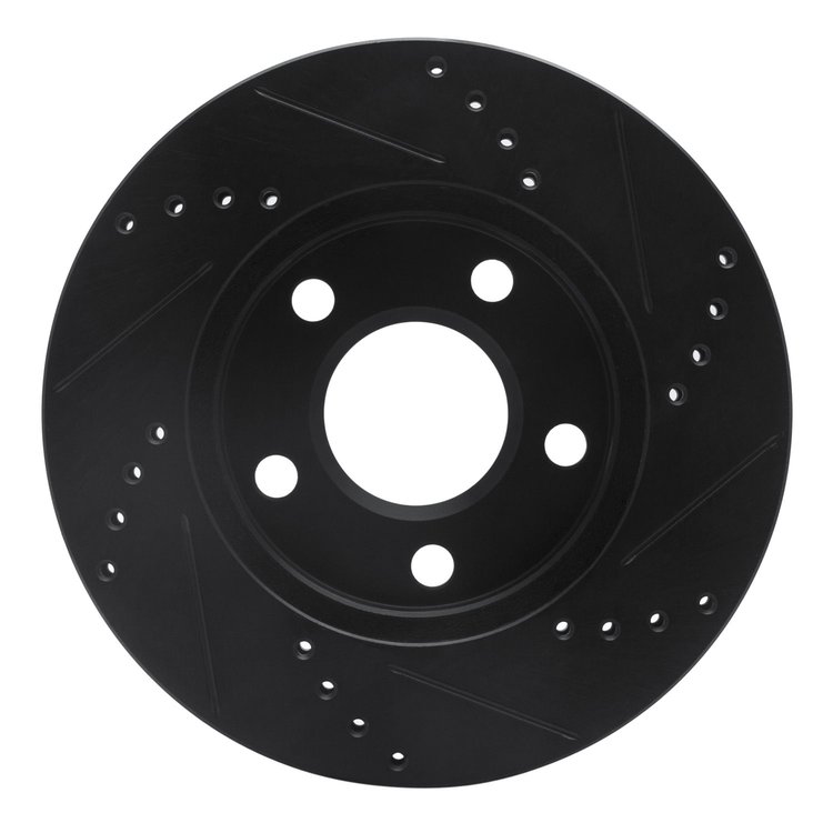 E-Line Drilled & Slotted Black Brake Rotor, 1997-2005 GM, Position: Front Left