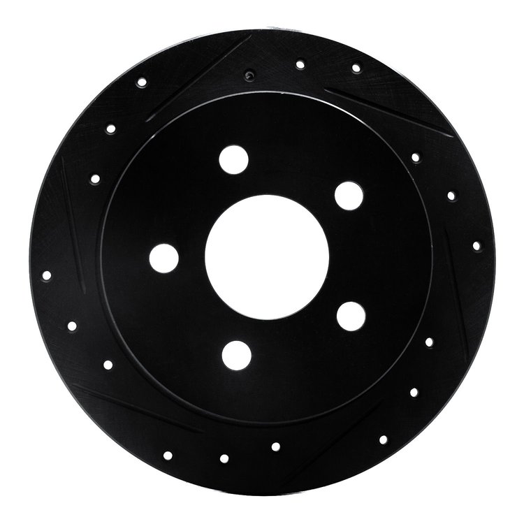 E-Line Drilled & Slotted Black Brake Rotor, 1997-2005 GM, Position: Rear Left