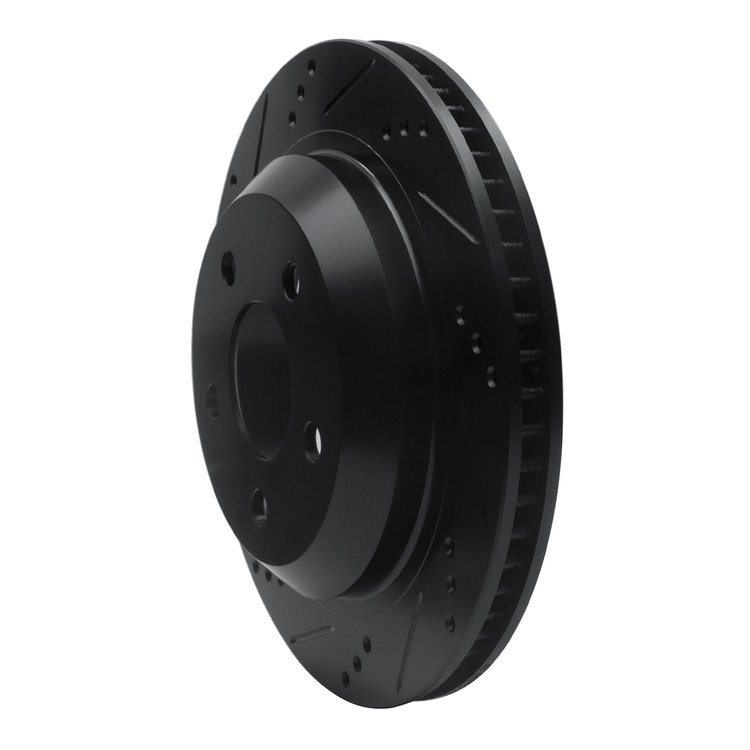 E-Line Drilled & Slotted Black Brake Rotor, 1998-2002 GM, Position: Rear Left