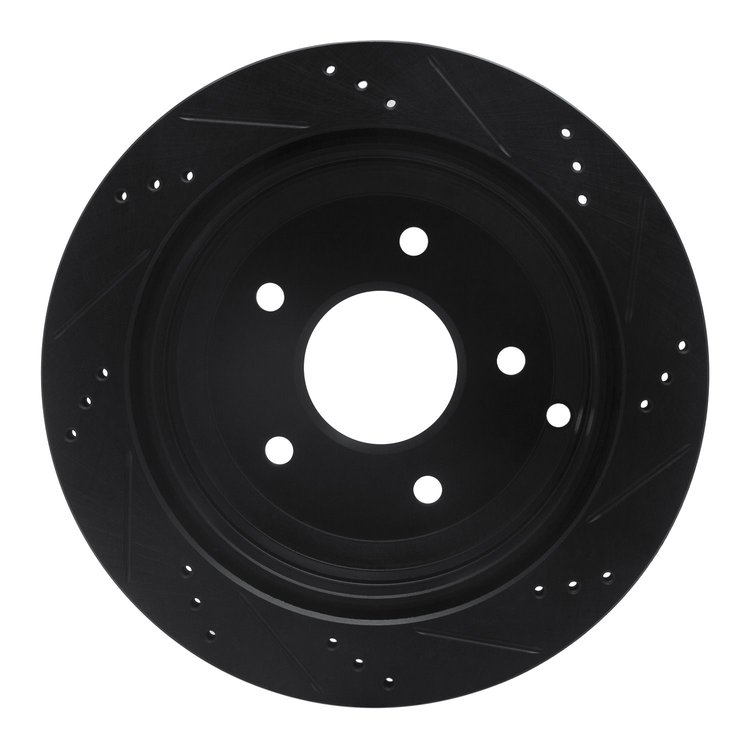 E-Line Drilled & Slotted Black Brake Rotor, 2005-2006 GM, Position: Rear Left