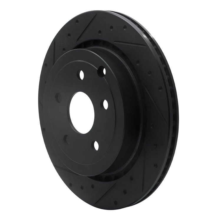 E-Line Drilled & Slotted Black Brake Rotor, 2008-2017 GM, Position: Rear Left