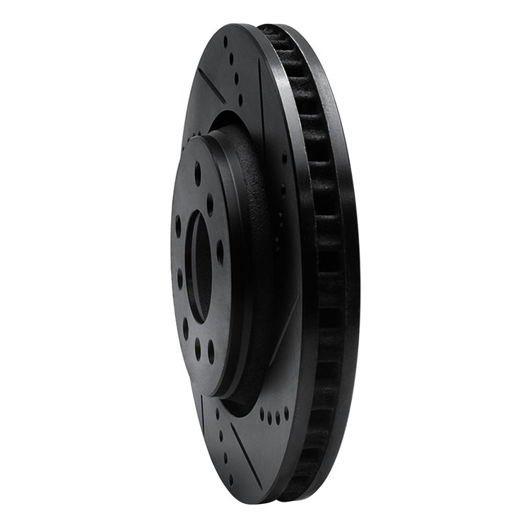 E-Line Drilled & Slotted Black Brake Rotor, 2004-2009 GM, Position: Front Right