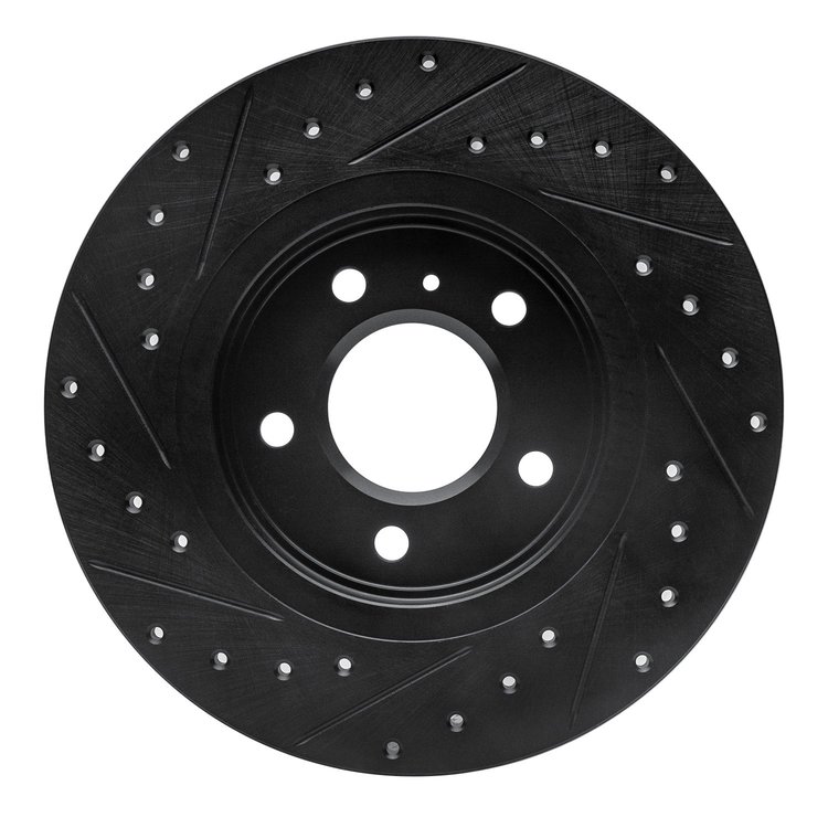 E-Line Drilled & Slotted Black Brake Rotor, 2005-2005 GM, Position: Rear Right