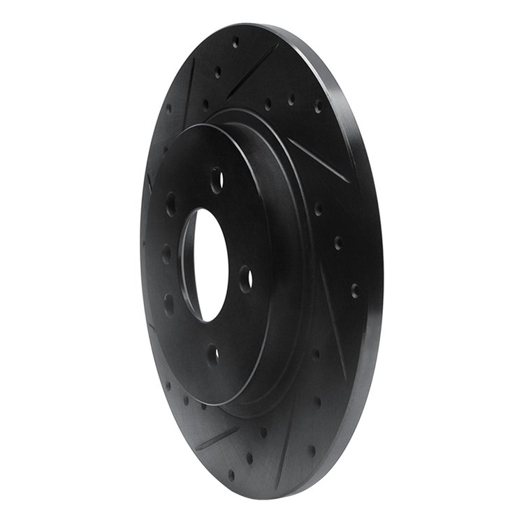 E-Line Drilled & Slotted Black Brake Rotor, 2005-2005 GM, Position: Rear Left