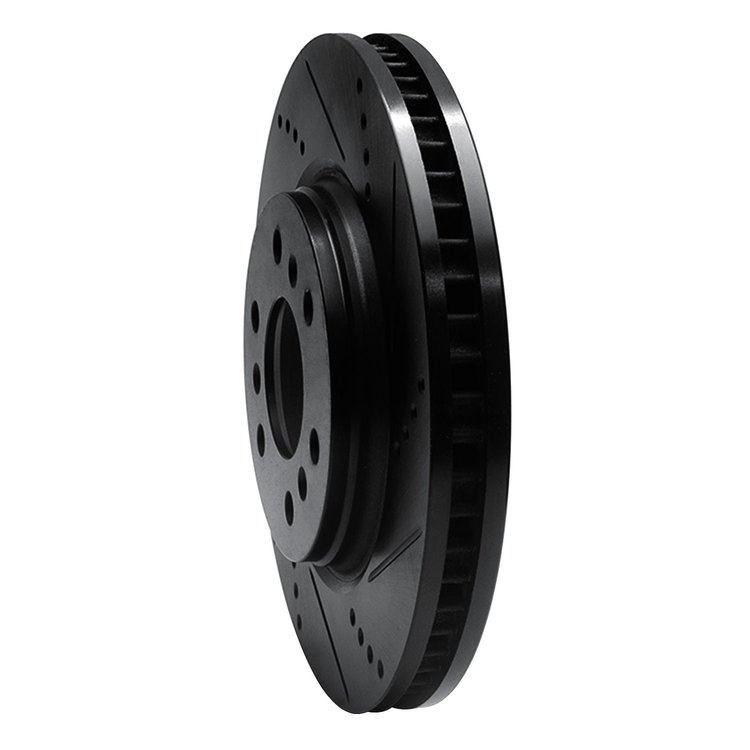 E-Line Drilled & Slotted Black Brake Rotor, 2006-2009 GM, Position: Front Right