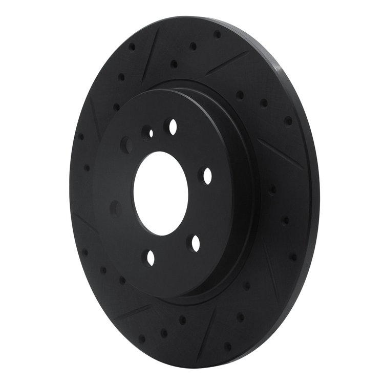 E-Line Drilled & Slotted Black Brake Rotor, 2006-2009 GM, Position: Rear Left