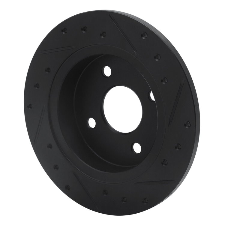 E-Line Drilled & Slotted Black Brake Rotor, 1991-1998 GM, Position: Rear Left