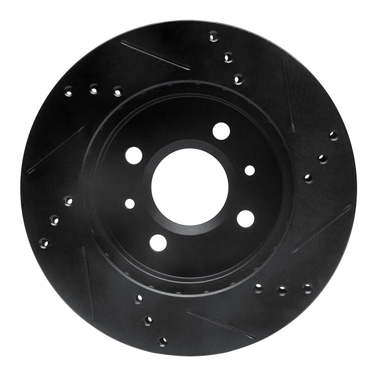 E-Line Drilled & Slotted Black Brake Rotor, 1991-2002 GM, Position: Front Left