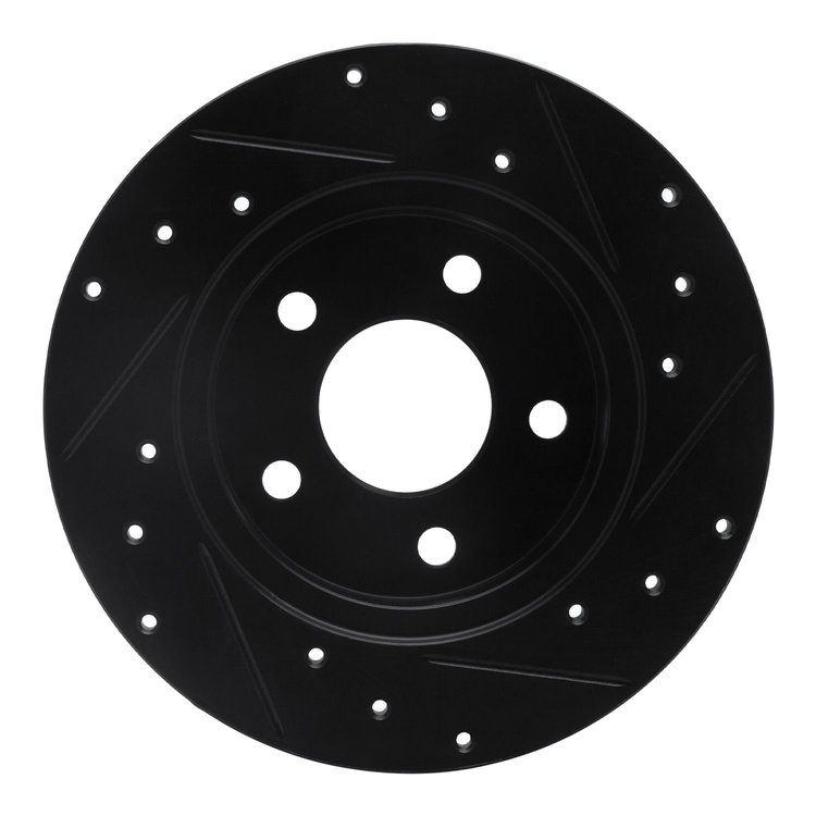E-Line Drilled & Slotted Black Brake Rotor, 2004-2012 GM, Position: Rear Left