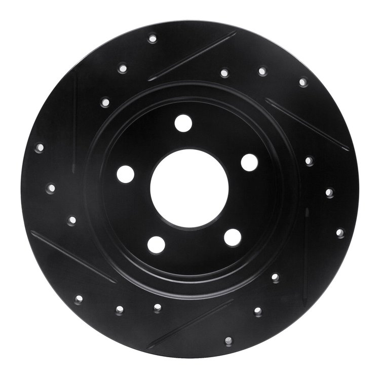 E-Line Drilled & Slotted Black Brake Rotor, 2004-2012 GM, Position: Rear Right