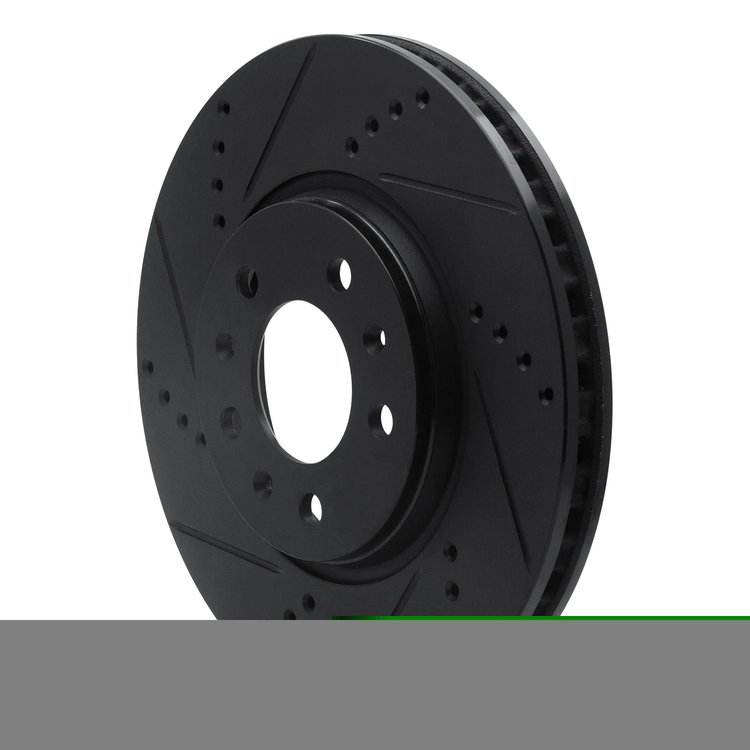 E-Line Drilled & Slotted Black Brake Rotor, 2006-2010 GM, Position: Front Left