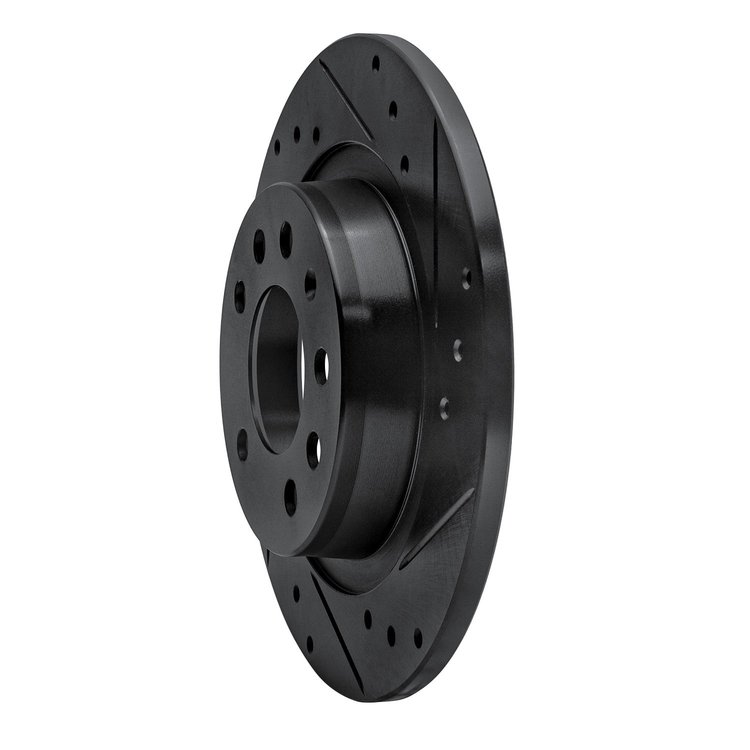 E-Line Drilled & Slotted Black Brake Rotor, 2006-2010 GM, Position: Rear Right