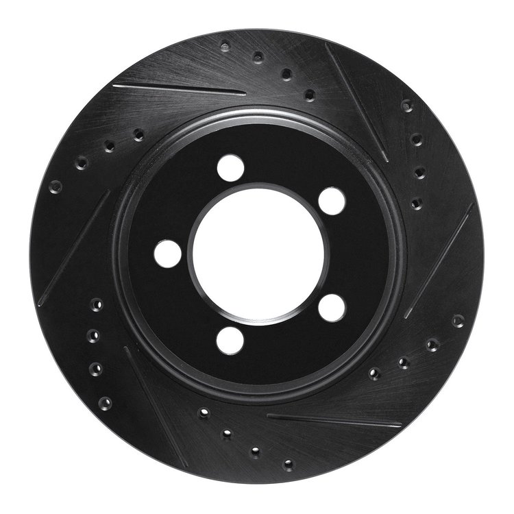 E-Line Drilled & Slotted Black Brake Rotor, 1967-1967 Ford/Lincoln/Mercury/Mazda, Position: Front Right
