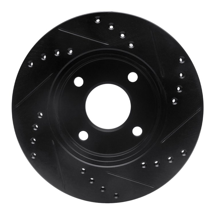 E-Line Drilled & Slotted Black Brake Rotor, 2000-2015 Ford/Lincoln/Mercury/Mazda, Position: Front Left