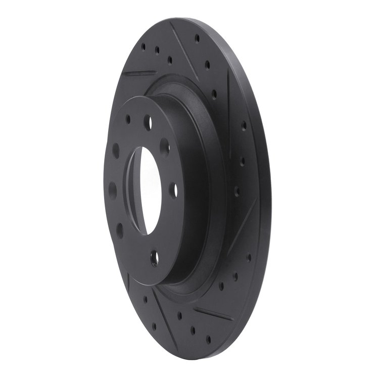 E-Line Drilled & Slotted Black Brake Rotor, 1998-2015 Ford/Lincoln/Mercury/Mazda, Position: Rear Right