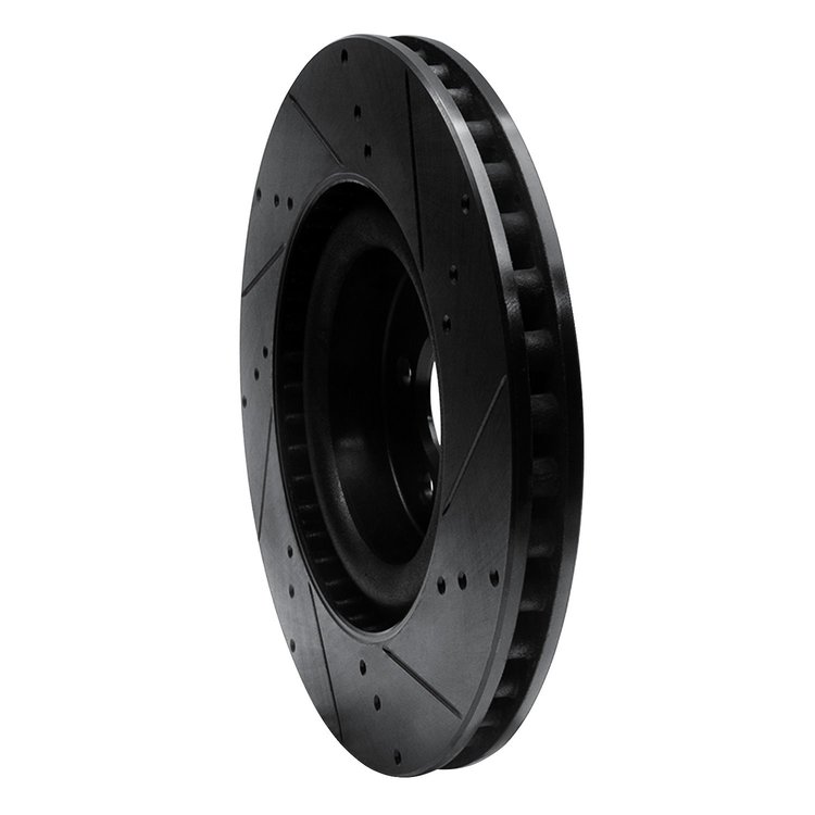 E-Line Drilled & Slotted Black Brake Rotor, Fits Select Ford/Lincoln/Mercury/Mazda, Position: Front Left