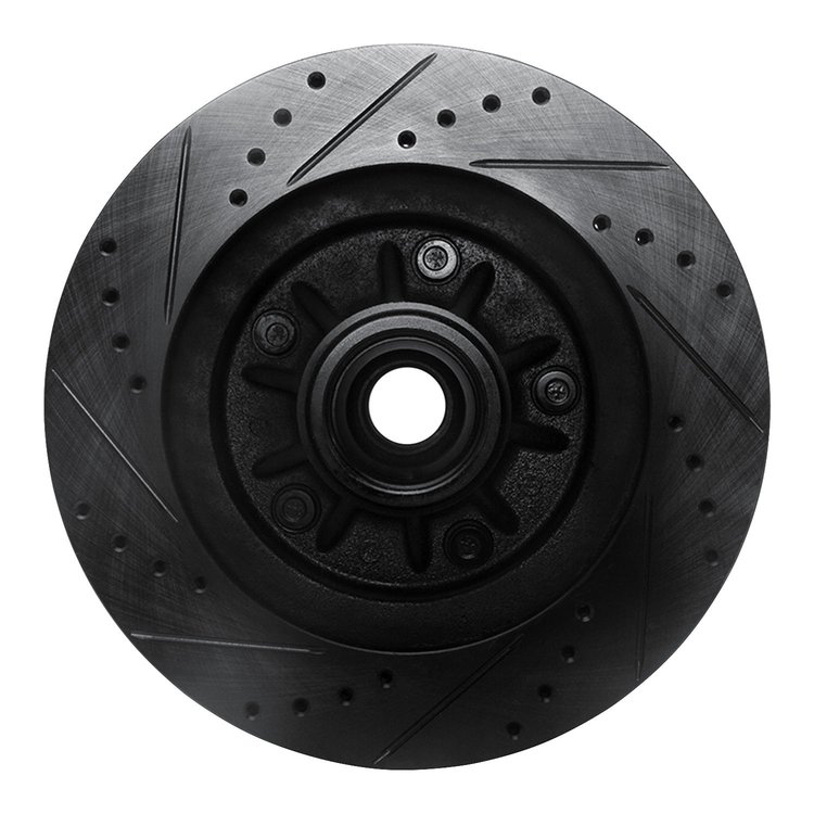 E-Line Drilled & Slotted Black Brake Rotor, 1997-1999 Ford/Lincoln/Mercury/Mazda, Position: Front Right
