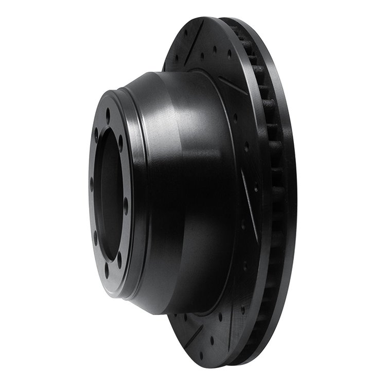 E-Line Drilled & Slotted Black Brake Rotor, 1999-2004 Ford/Lincoln/Mercury/Mazda, Position: Rear Left