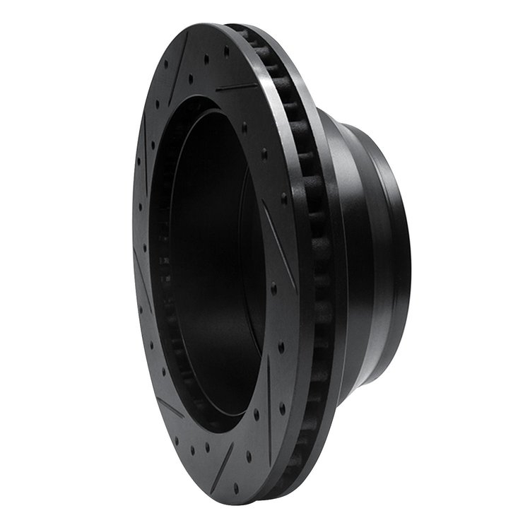 E-Line Drilled & Slotted Black Brake Rotor, 1999-2004 Ford/Lincoln/Mercury/Mazda, Position: Rear Right