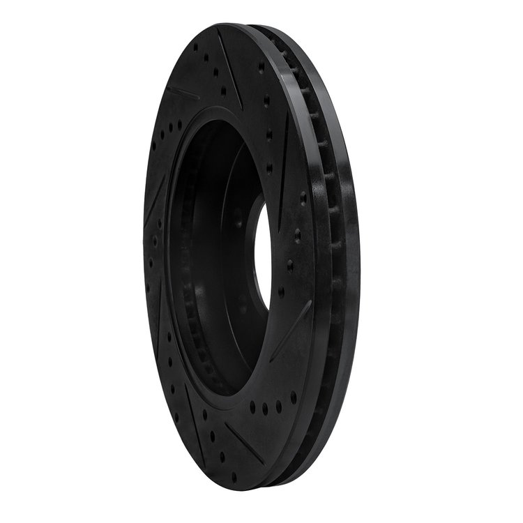 E-Line Drilled & Slotted Black Brake Rotor, 1999-2007 Ford/Lincoln/Mercury/Mazda, Position: Rear Left