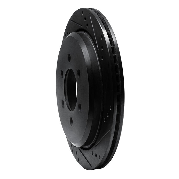 E-Line Drilled & Slotted Black Brake Rotor, 2002-2006 Ford/Lincoln/Mercury/Mazda, Position: Rear Right