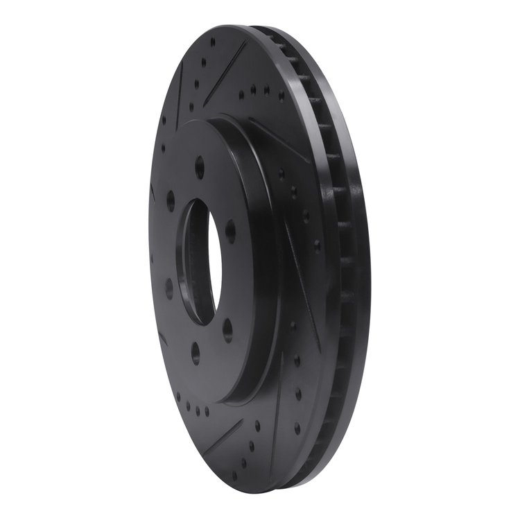 E-Line Drilled & Slotted Black Brake Rotor, 2002-2006 Ford/Lincoln/Mercury/Mazda, Position: Front Left