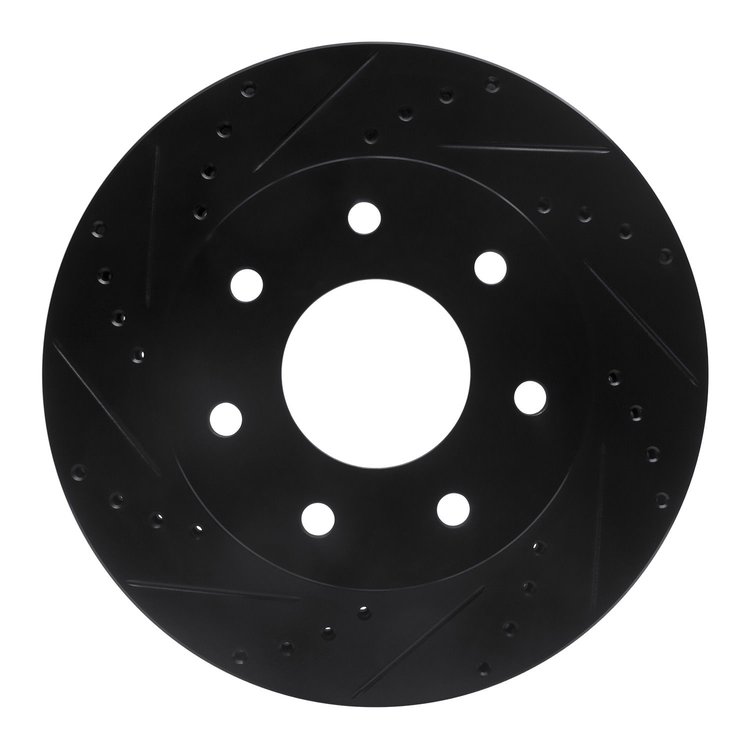 E-Line Drilled & Slotted Black Brake Rotor, 2004-2008 Ford/Lincoln/Mercury/Mazda, Position: Front Left