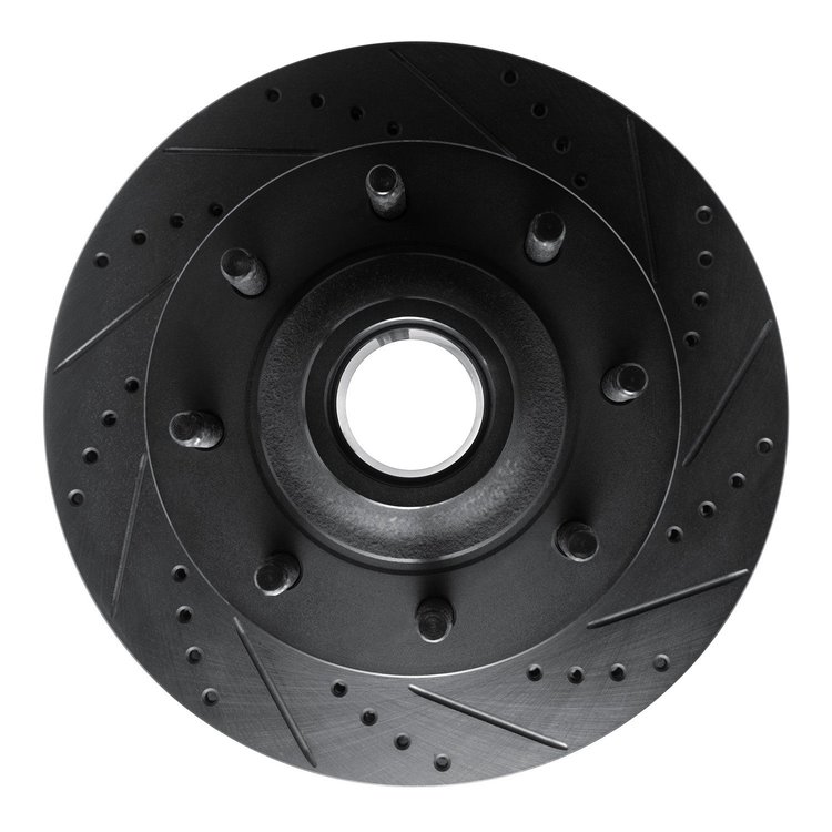 E-Line Drilled & Slotted Black Brake Rotor, 2003-2005 Ford/Lincoln/Mercury/Mazda, Position: Front Right