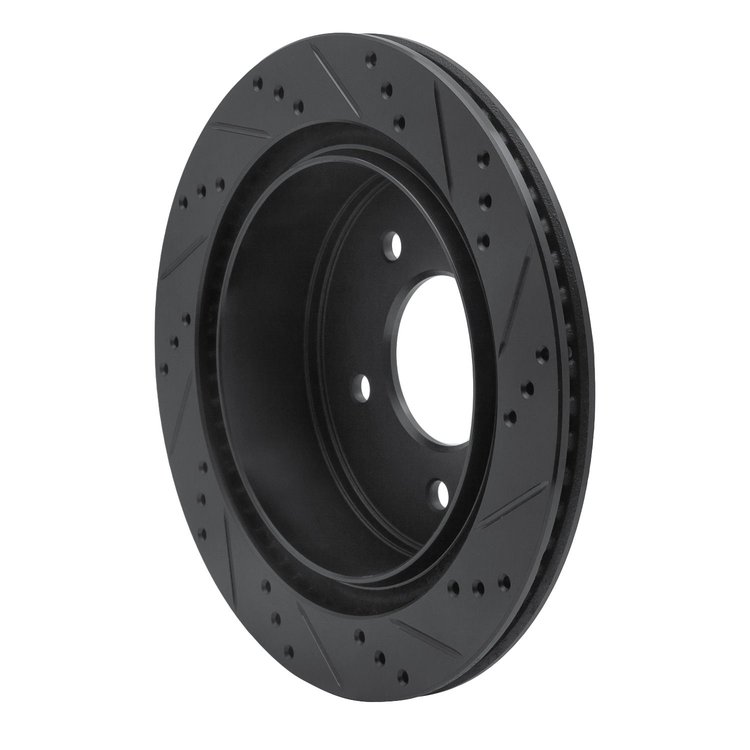 E-Line Drilled & Slotted Black Brake Rotor, 2004-2006 Ford/Lincoln/Mercury/Mazda, Position: Rear Left