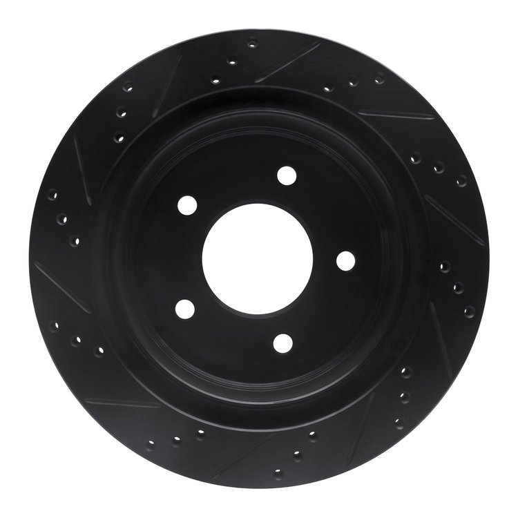 E-Line Drilled & Slotted Black Brake Rotor, 2004-2006 Ford/Lincoln/Mercury/Mazda, Position: Rear Right