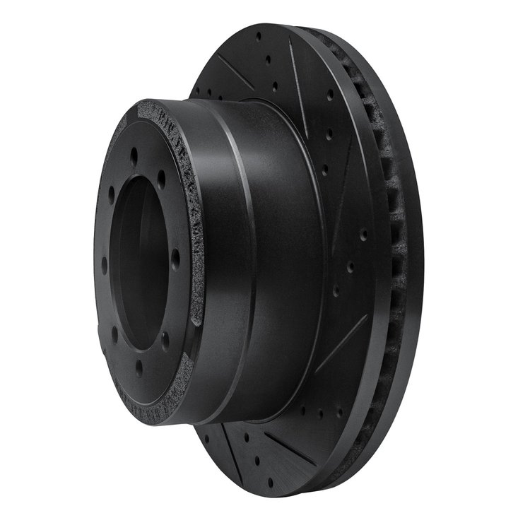 E-Line Drilled & Slotted Black Brake Rotor, Fits Select Ford/Lincoln/Mercury/Mazda, Position: Rear Right