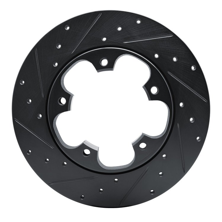 E-Line Drilled & Slotted Black Brake Rotor, 2015-2020 Ford/Lincoln/Mercury/Mazda, Position: Rear Left