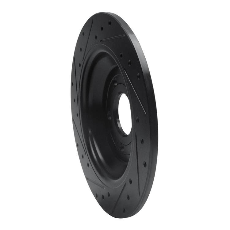 E-Line Drilled & Slotted Black Brake Rotor, Fits Select Ford/Lincoln/Mercury/Mazda, Position: Rear Right